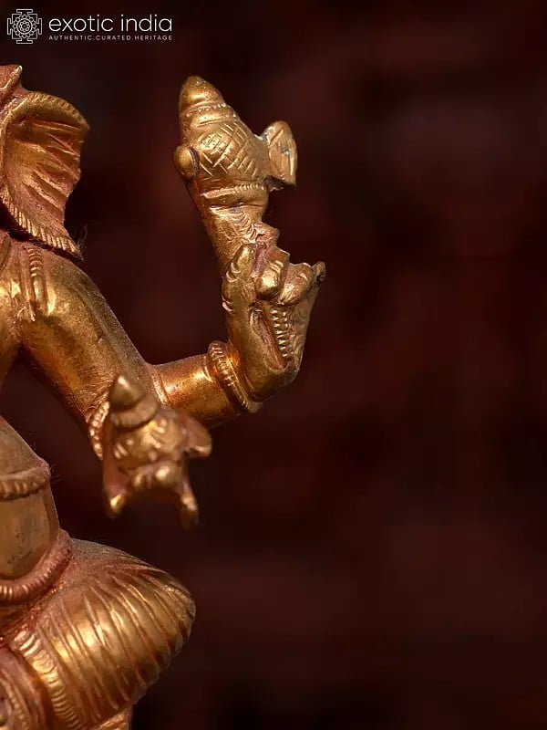 Exotic India 5" Small Sitting Lord Ganapati | Bronze Statue 