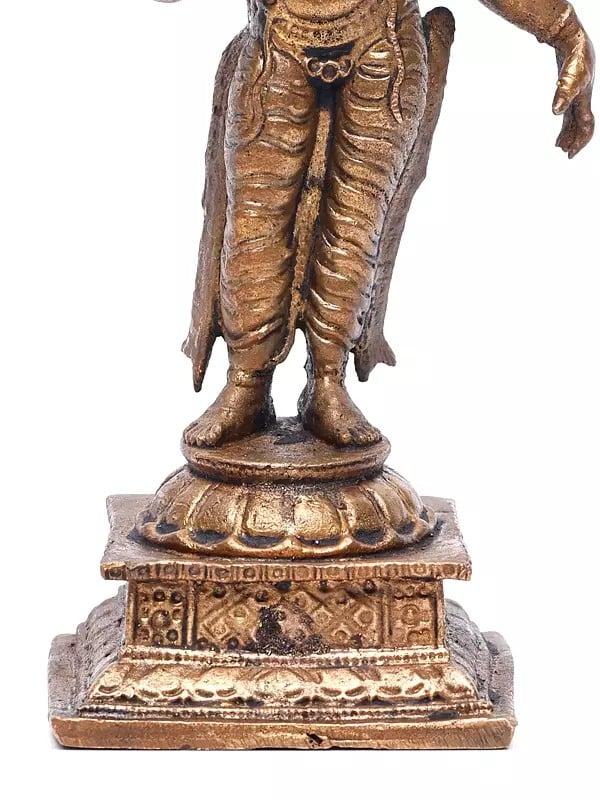 Exotic India 5" Small Standing Goddess Parvati | Copper Statue 