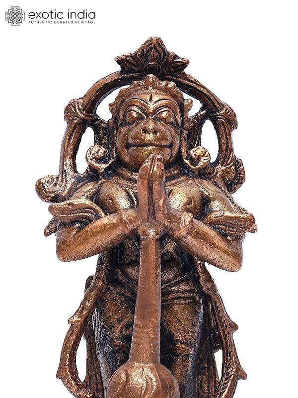 Exotic India 5" Small Standing Lord Hanuman | Copper Statue 