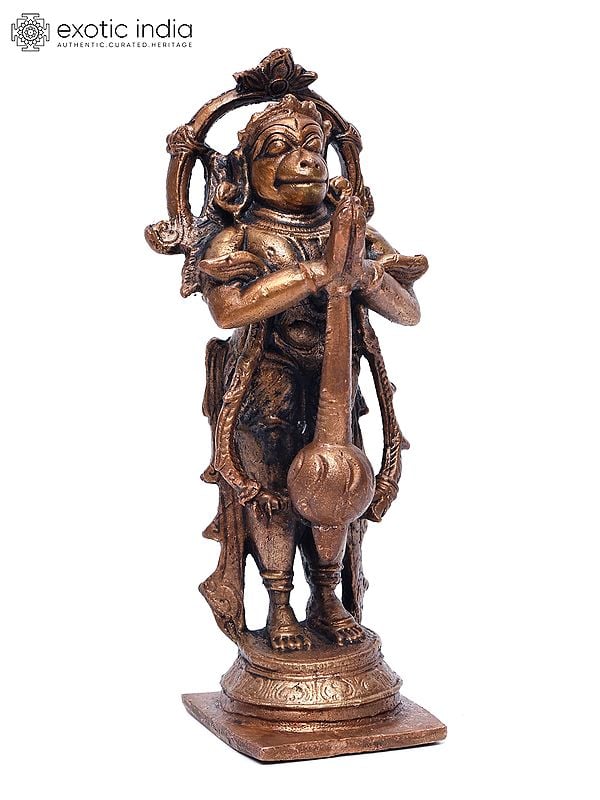 Exotic India 5" Small Standing Lord Hanuman | Copper Statue 