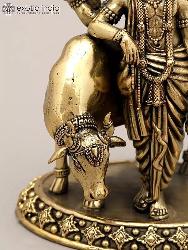 Exotic India 5" Small Superfine Lord Dattatreya | Brass Statue 