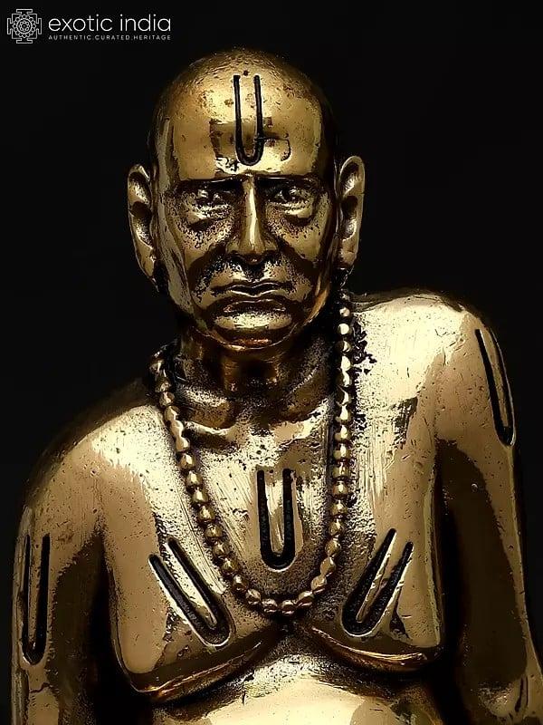 Exotic India 5" Small Superfine Shri Swami Samarth Maharaj (Swami Of Akkalkot) | Brass Statue 