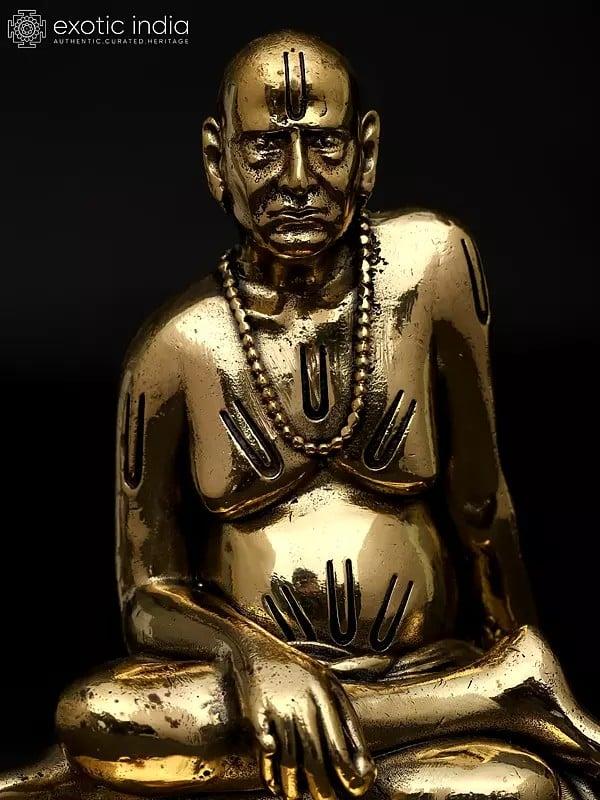 Exotic India 5" Small Superfine Shri Swami Samarth Maharaj (Swami Of Akkalkot) | Brass Statue 