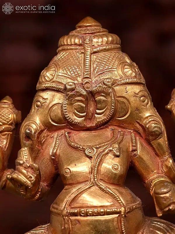 Exotic India 5" Small Two Headed Ganesha | Bronze Statue 