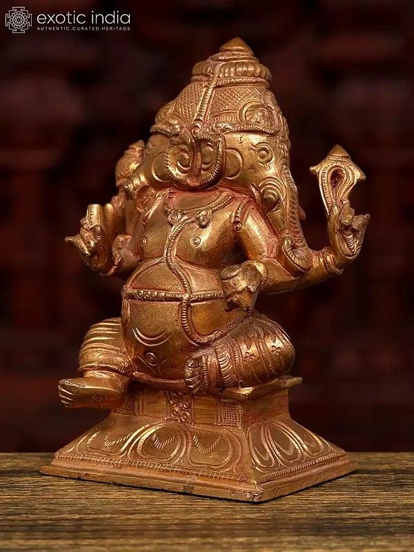 Exotic India 5" Small Two Headed Ganesha | Bronze Statue 