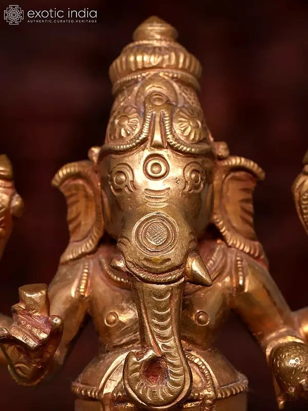 Exotic India 5" Small Vighnaharta Ganesha | Bronze Statue 