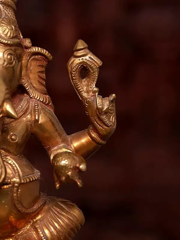 Exotic India 5" Small Vighnaharta Ganesha | Bronze Statue 