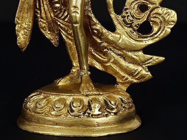 Exotic India 5" Standing Goddess White Tara Brass Figurine | Handmade Buddhist Sculpture 