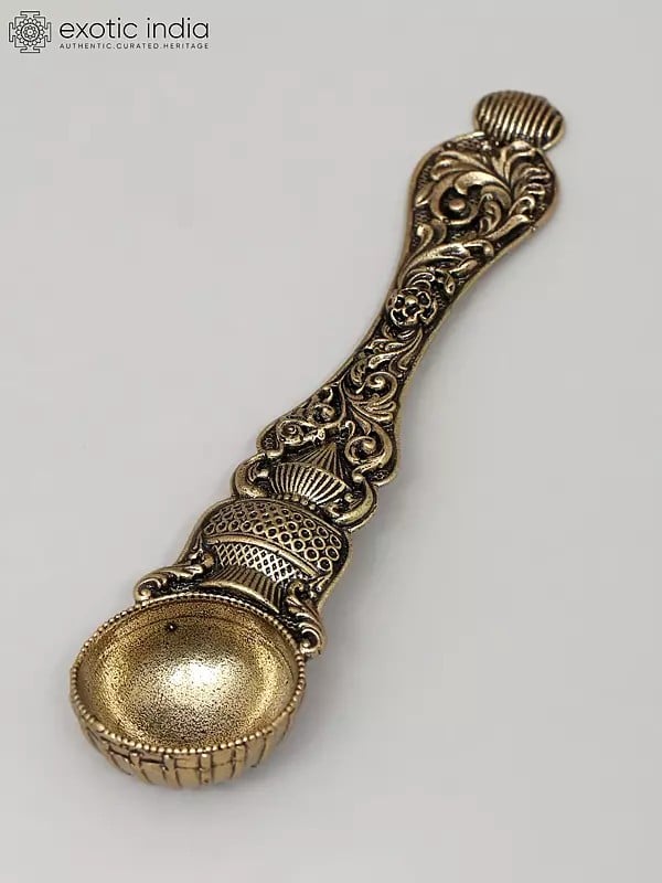 Exotic India 5" Superfine Ritual Spoon In Brass | Made In India 
