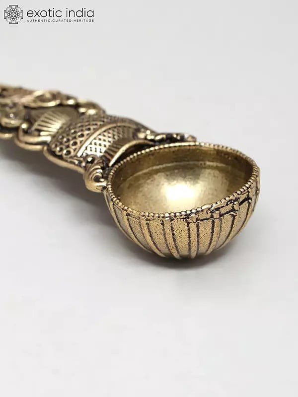 Exotic India 5" Superfine Ritual Spoon In Brass | Made In India 