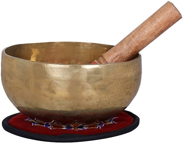 exotic india 5" Tibetan Buddhist Singing Bowl in Bronze | Handmade 