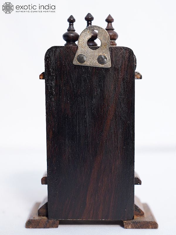 Exotic India 5" Wood Temple Of Goddess Lakshmi | Handmade Rosewood Home Decor Item 