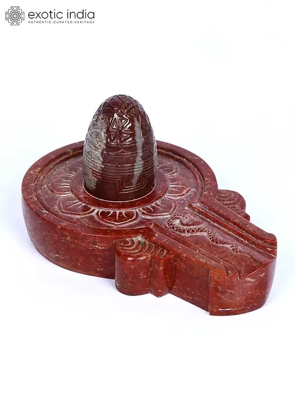 exotic india 5" Yantra Carved on The Top of The Shiva Linga 