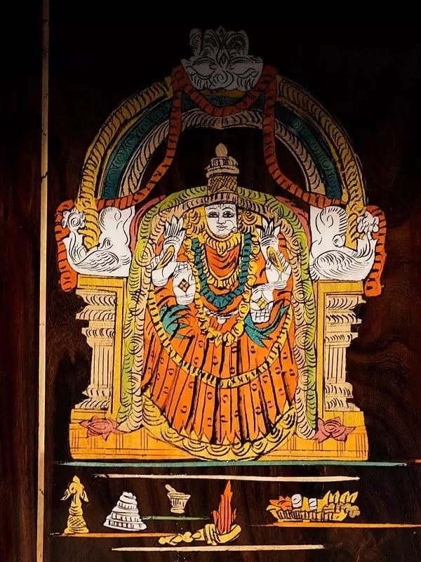 Exotic India 51" Beautiful Wood Temple For Home With Drawer | Handmade Rosewood Home Decor Item
