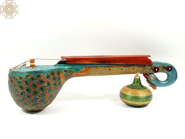 Exotic India 51" Superfine Wooden Carved Award Winning Saraswati Veena 