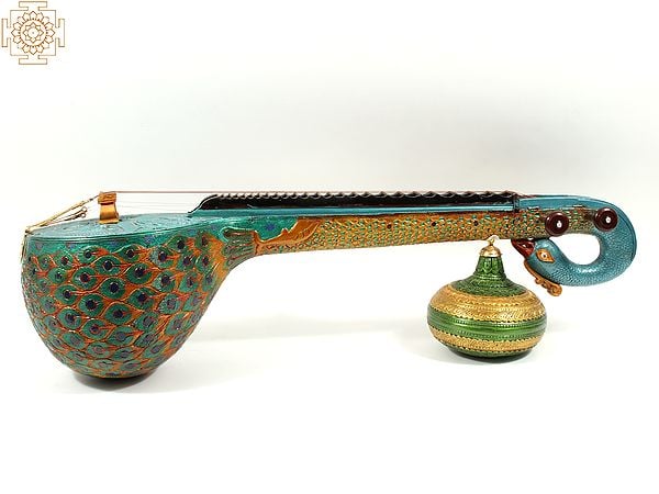 Exotic India 51" Superfine Wooden Carved Award Winning Saraswati Veena 