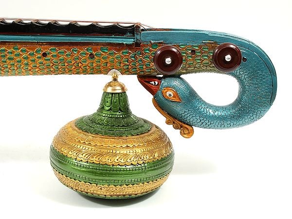 Exotic India 51" Superfine Wooden Carved Award Winning Saraswati Veena 