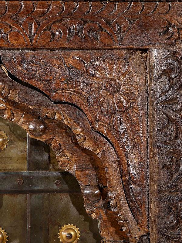 Exotic India 51" Vintage Style Door From Rajasthan | Antique Indian Doors For Home