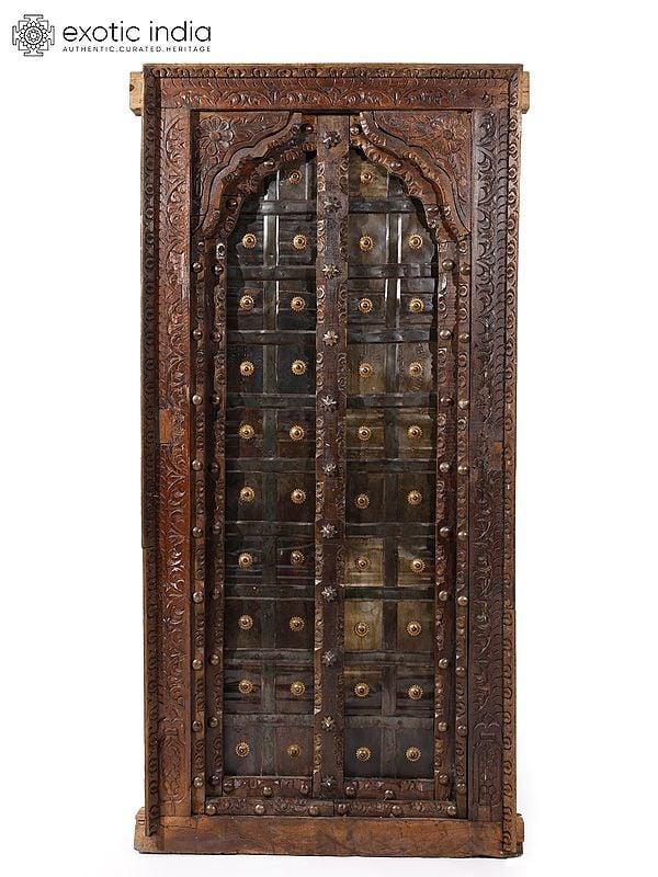 exotic india 51" Vintage Style Door from Rajasthan | Antique Indian Doors for Home 