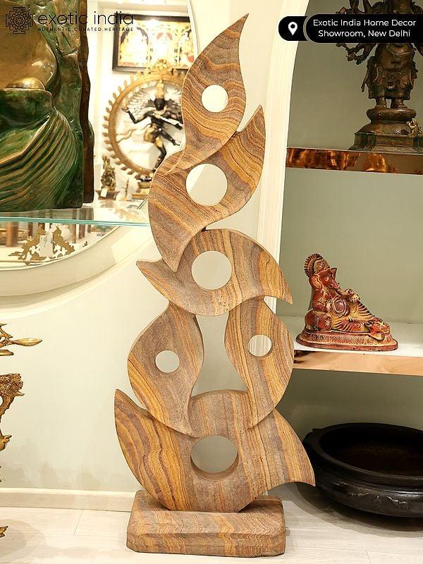 Exotic India 53" Eyes - Modern Art Sculpture In Rainbow Sandstone 