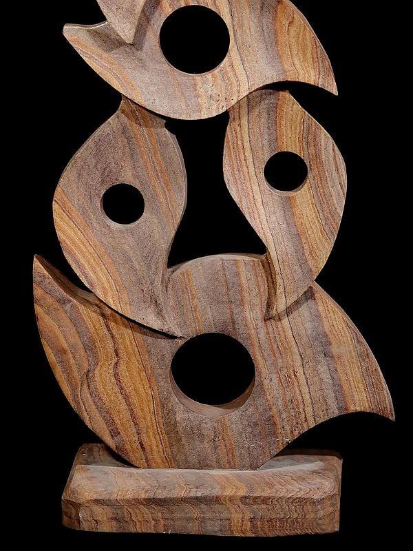 Exotic India 53" Eyes - Modern Art Sculpture In Rainbow Sandstone 