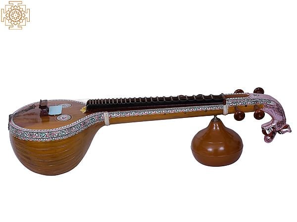 exotic india 53" Jackfruit Wood Saraswati Veena | Musical Instrument 
