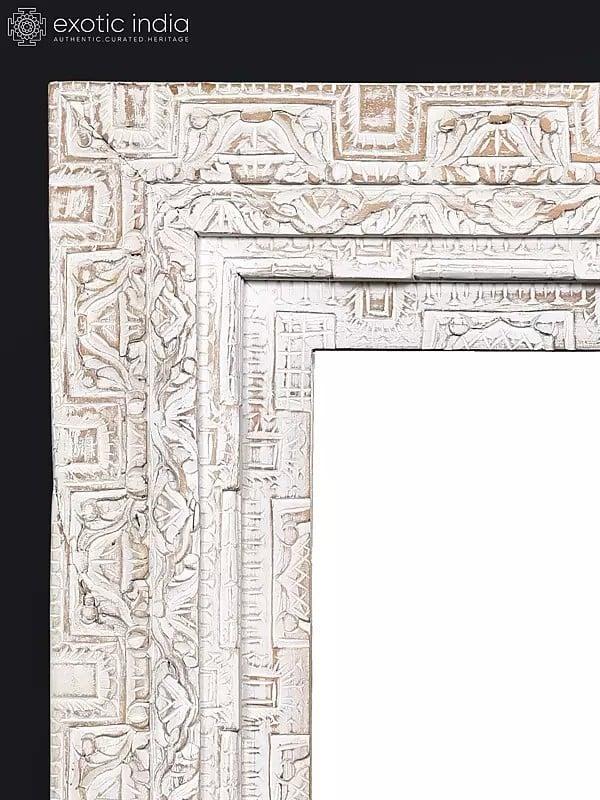 Exotic India 53" Large Wood Framed Rectangular Mirror | Wall Hanging | Home Decor