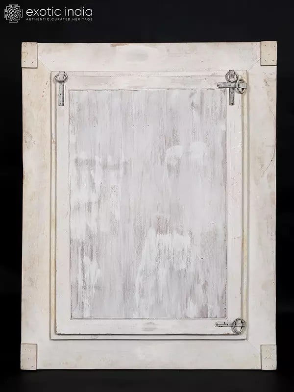 Exotic India 53" Large Wood Framed Rectangular Mirror | Wall Hanging | Home Decor