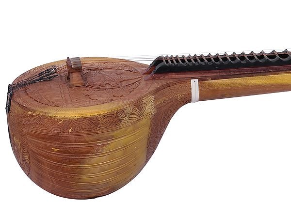 Exotic India 53" Saraswati Veena With Carving | Musical Instrument