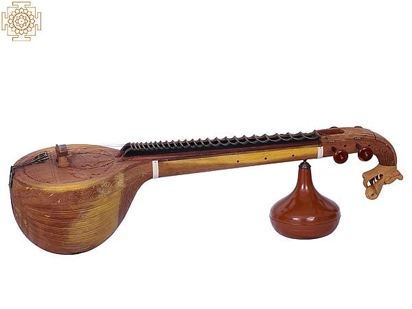 exotic india 53" Saraswati Veena with Carving | Musical Instrument 