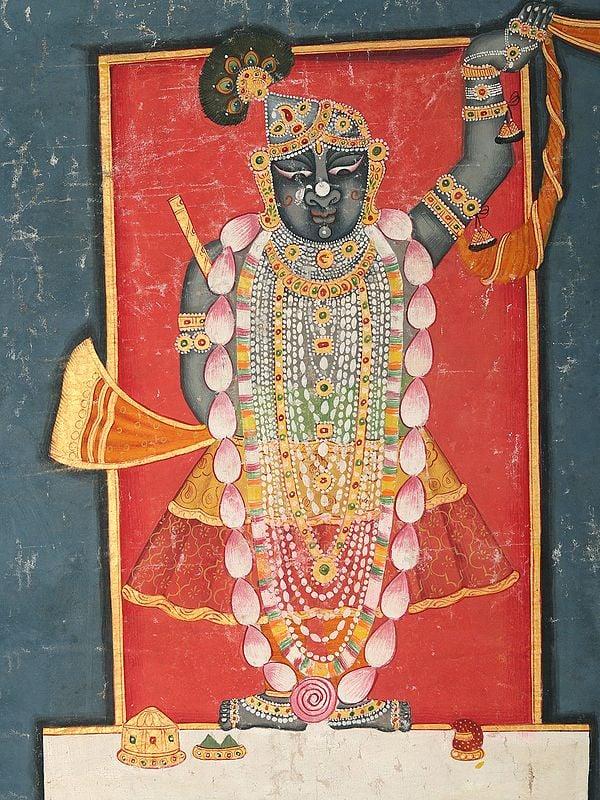 Exotic India 54" Framed Gopashtami - Festival Of Cows Pichhwai | Vintage Painting 