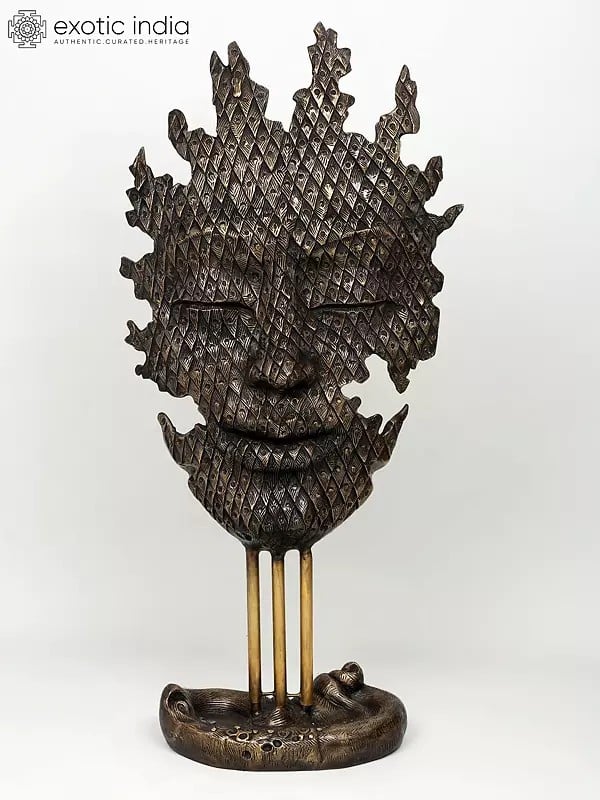 exotic india 56" Large Modern Buddha Head | Brass Sculpture 