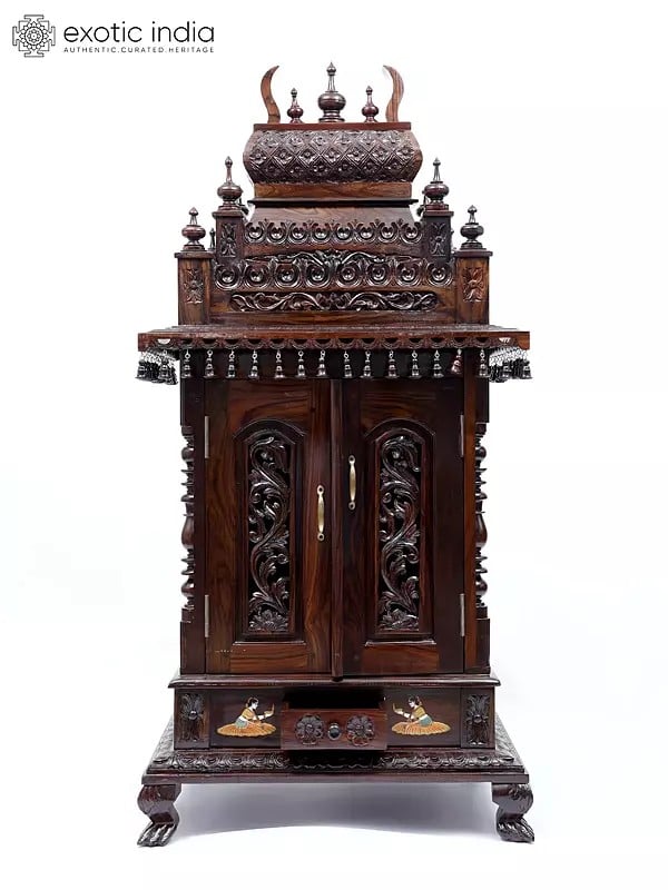 Exotic India 58" Large Designer Tirupati Balaji (Venkateshvara) Temple With Double Doors 