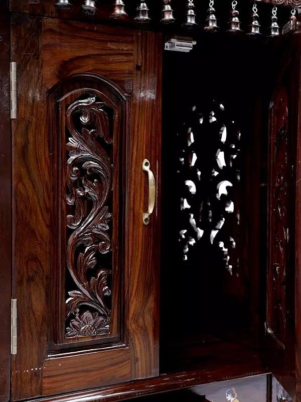 Exotic India 58" Large Designer Tirupati Balaji (Venkateshvara) Temple With Double Doors 