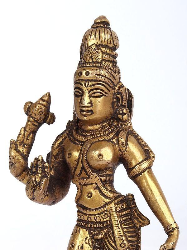 Exotic India 6" Ardhanarishvara Idol (Shiva-Shakti) In Brass | Handmade | Made In India 