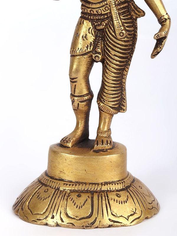 Exotic India 6" Ardhanarishvara Idol (Shiva-Shakti) In Brass | Handmade | Made In India 