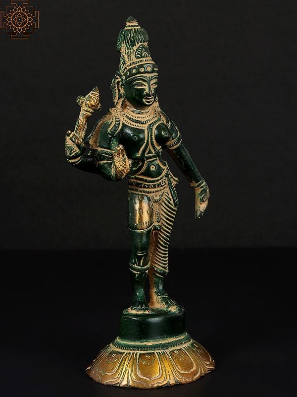 Exotic India 6" Brass Ardhanarishvara Sculpture (Shiva Shakti) | Handmade | Made In India 