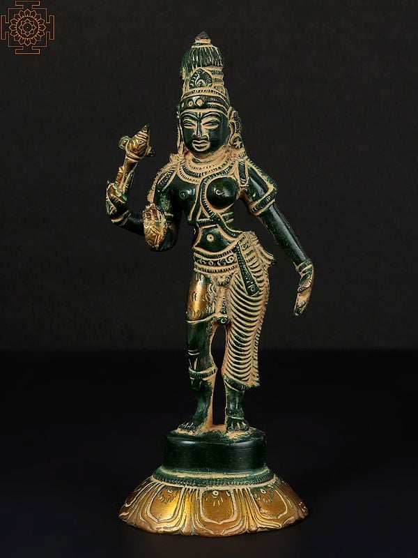 exotic india 6" Brass Ardhanarishvara Sculpture (Shiva Shakti) | Handmade | Made in India 