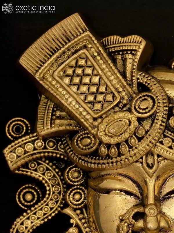 Exotic India 6" Brass Shrinathji Wall Hanging Statue | Handmade | Brass Statue 