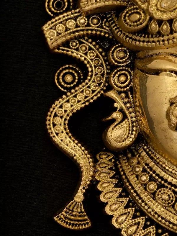 Exotic India 6" Brass Shrinathji Wall Hanging Statue | Handmade | Brass Statue 