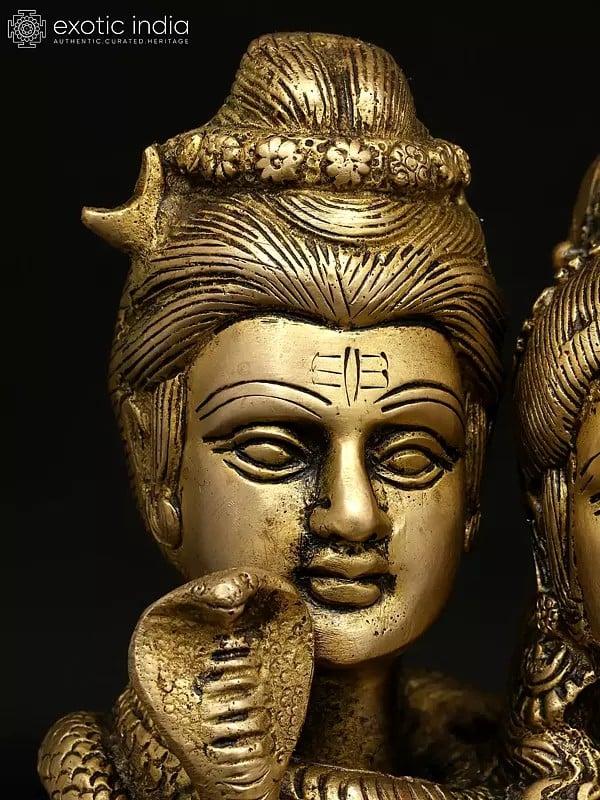 Exotic India 6" Brass Statue Of Shiva Parvati - The Divine Union 