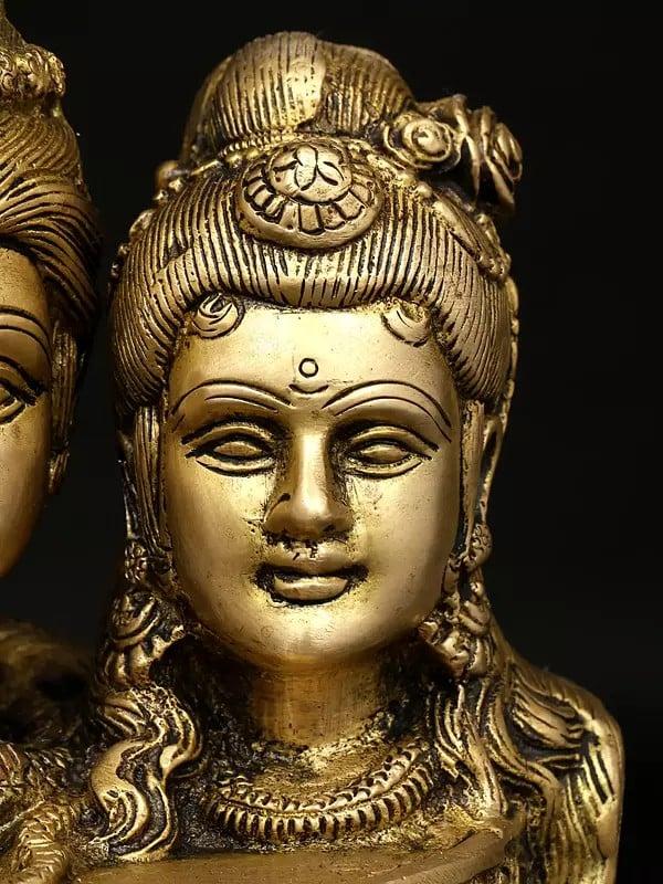 Exotic India 6" Brass Statue Of Shiva Parvati - The Divine Union 