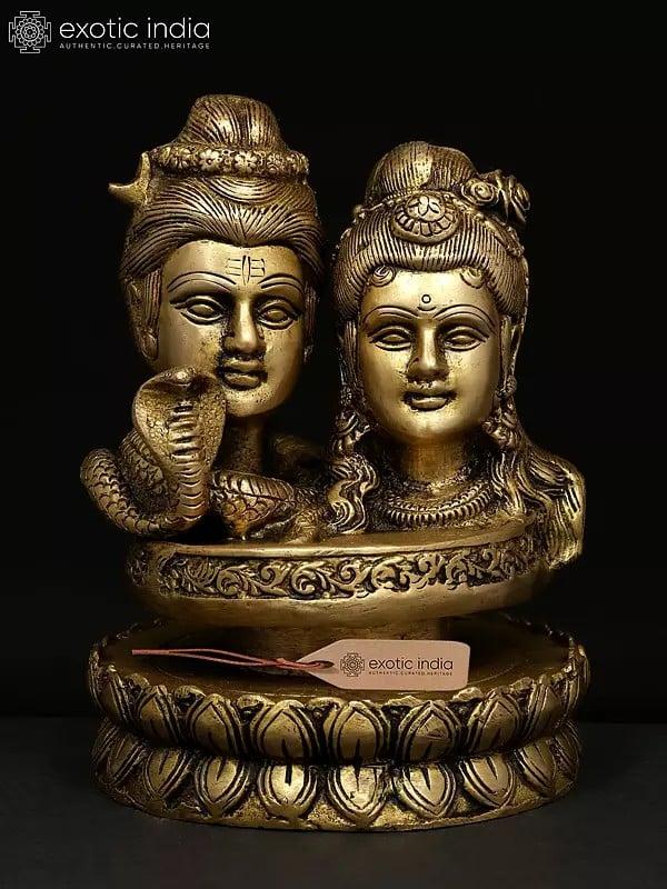 exotic india 6" Brass Statue of Shiva Parvati - The Divine Union 