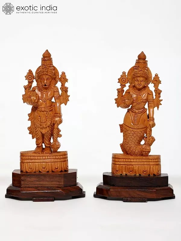 Exotic India 6" Dashavatara Of Lord Vishnu | Set Of 10 Statues 
