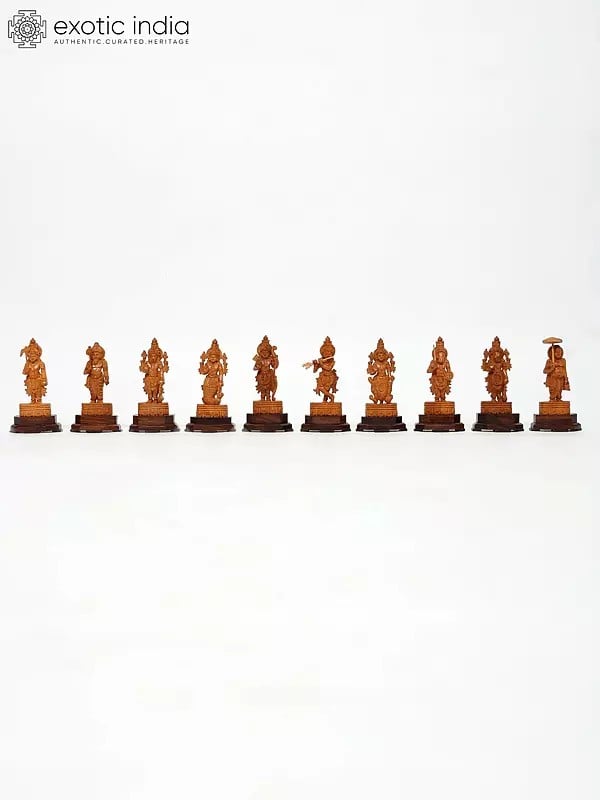 exotic india 6" Dashavatara of Lord Vishnu | Set of 10 Statues 