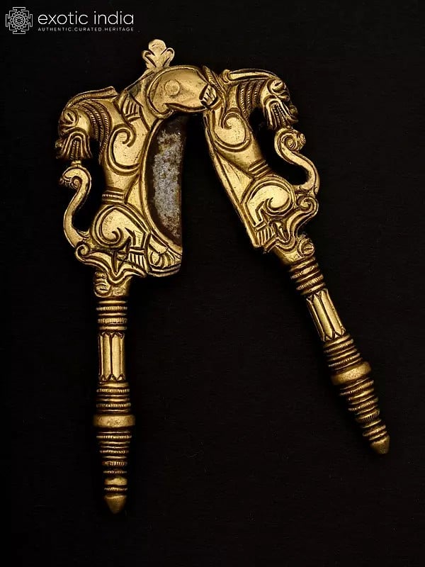 Exotic India 6" Dragon Design Brass Nut Cracker/Betel Cutter