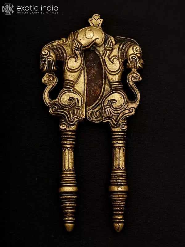 Exotic India 6" Dragon Design Brass Nut Cracker/Betel Cutter