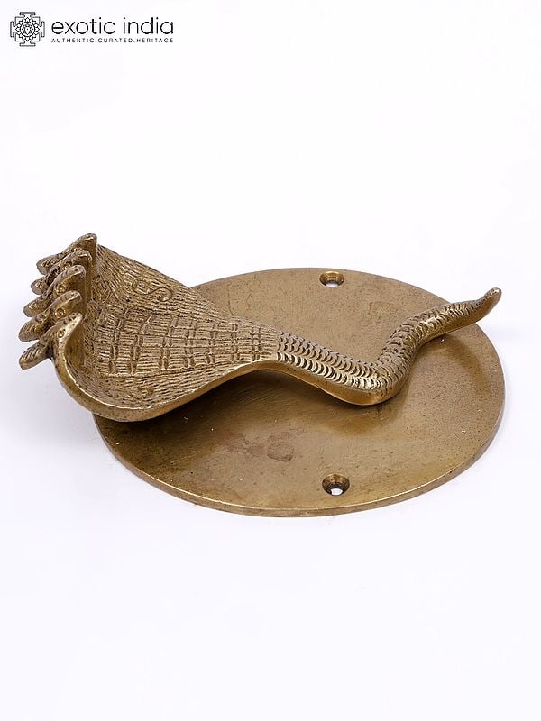 Exotic India 6" Five Hooded Snake Door Knocker In Brass 