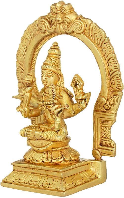 Exotic India 6" Goddess Rajarajeshwari Statue (Tripura Sundari) In Brass | Handmade | Made In India 