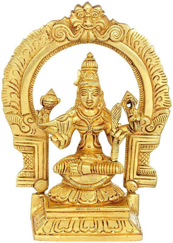 exotic india 6" Goddess Rajarajeshwari Statue (Tripura Sundari) in Brass | Handmade | Made In India 